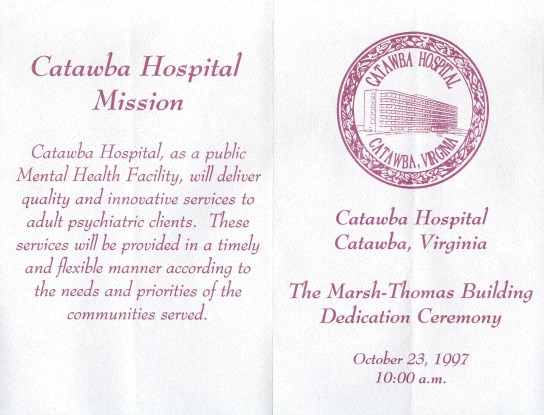 Catawba Hospital Mission 1997