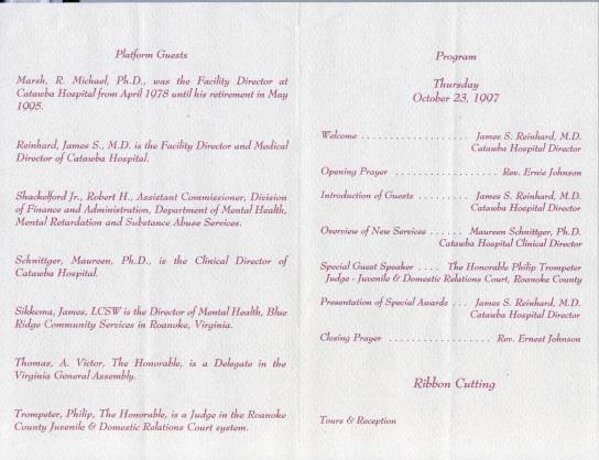 Catawba Hospital Mission 1997 - panloob na pahina. 